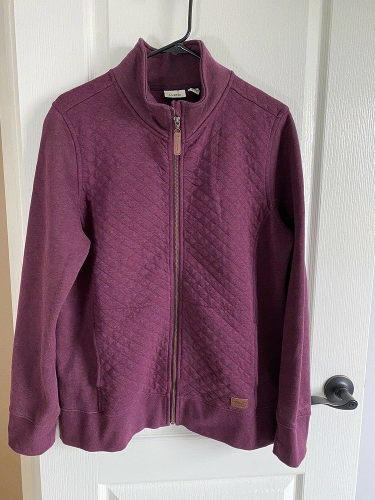 LL bean woman reg large purple Full zip up sweater mint condition